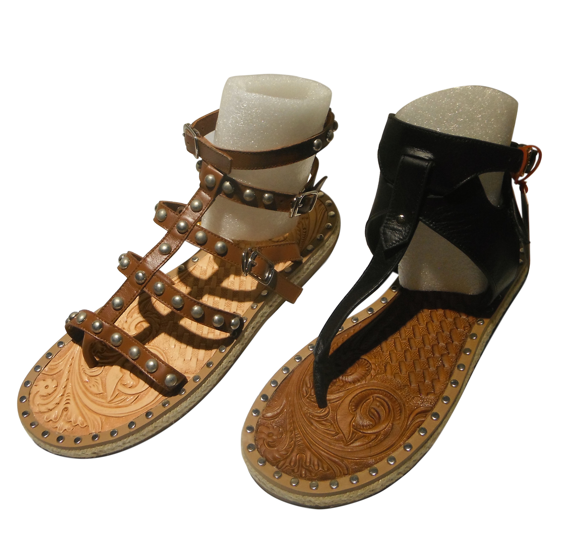 <p>Yu Family Carved Leather Sandals</p>